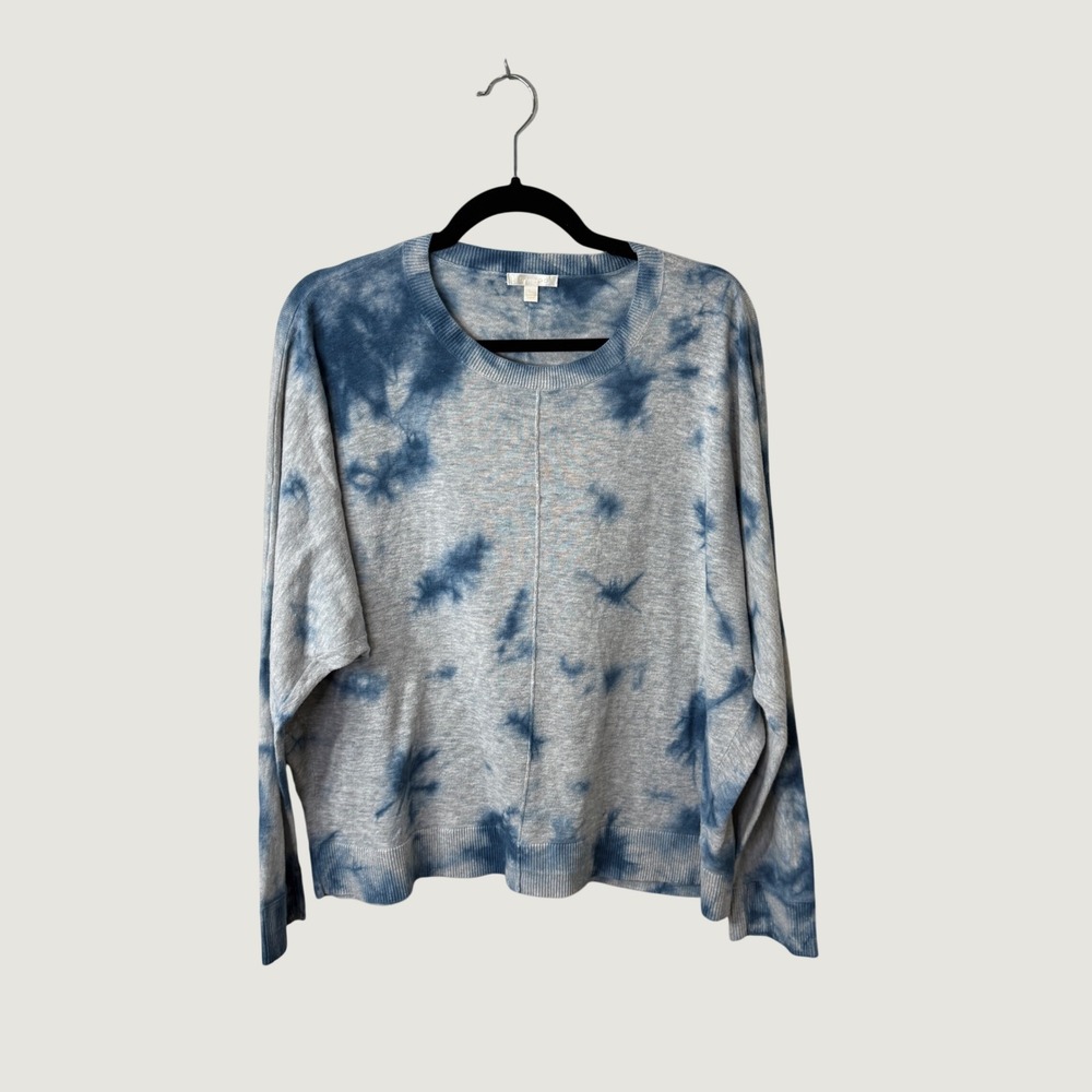 Lisa Todd Tie Dye Sweater Blue Grey Coastal Boho Lightweight Fall Layering Large